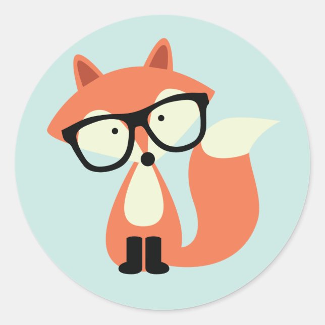 Sticker Rond Cute Hipster Red Fox (Devant)