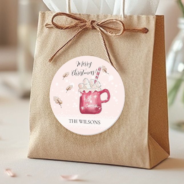 Sticker Rond Cute Hot Cocoa Holiday Illustration (Créateur téléchargé)