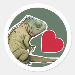 Sticker Rond Cute Iguana