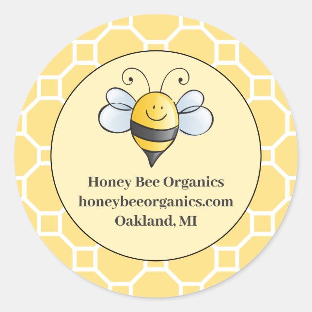 Sticker Rond Cute jaune et noir Bumblebee commerce de miel (Devant)