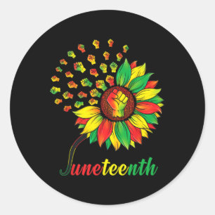 Sticker Rond Cute Junetten Fist Tournesol Noir Afrique Amérique