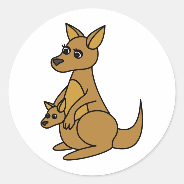 Sticker Rond Cute Kangaroo et Joey (Devant)
