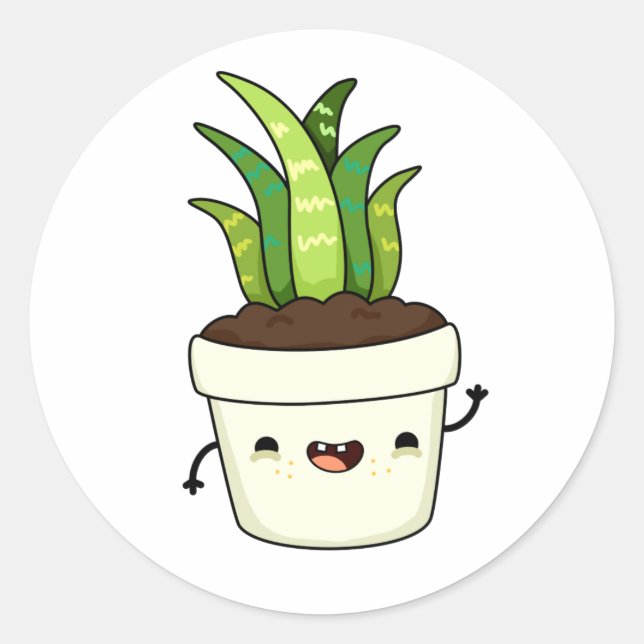 Sticker Rond Cute Kawaii Aloe Vera (Devant)