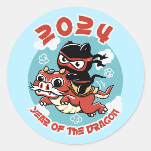 Sticker Rond Cute Kawaii Art   2024 Année Du Dragon