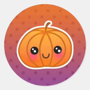 Sticker Rond Cute Kawaii Halloween Dessin Citrouille