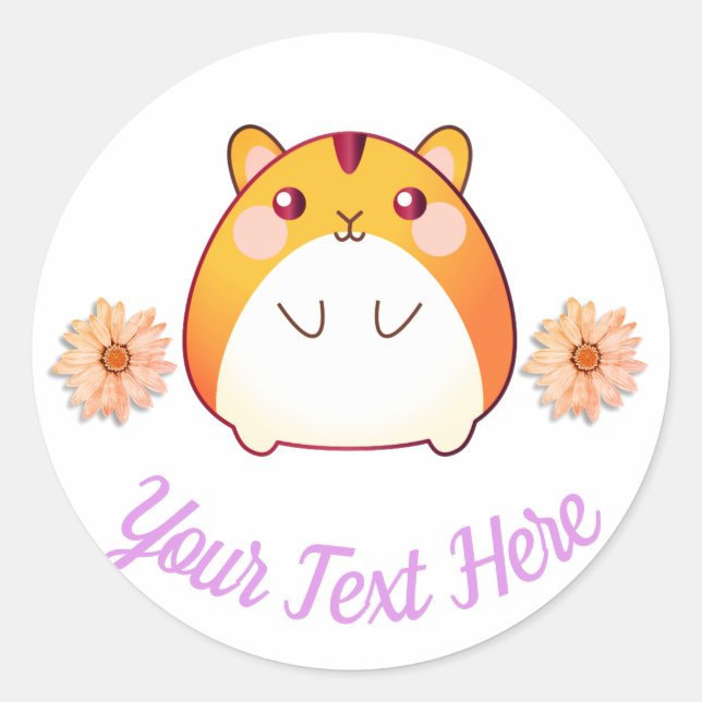 Sticker Rond Cute Kawaii Hamster personnalisé (Devant)