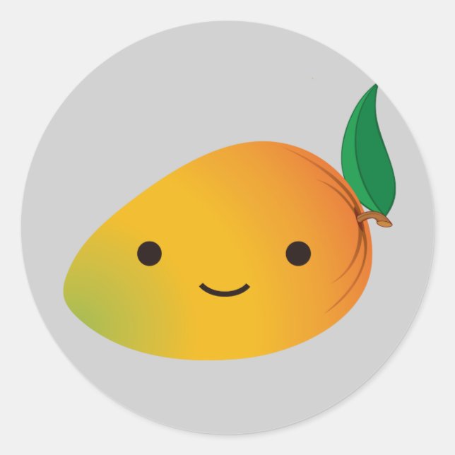 Sticker Rond Cute Kawaii Mango souriant (Devant)