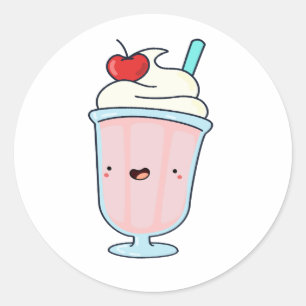 Sticker Rond Cute Kawaii Milkshake