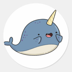 Sticker Rond Cute Kawaii Narwhal