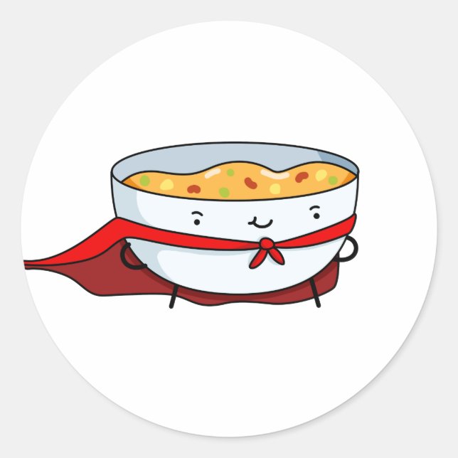 Sticker Rond Cute Kawaii Soup er Hero (Devant)
