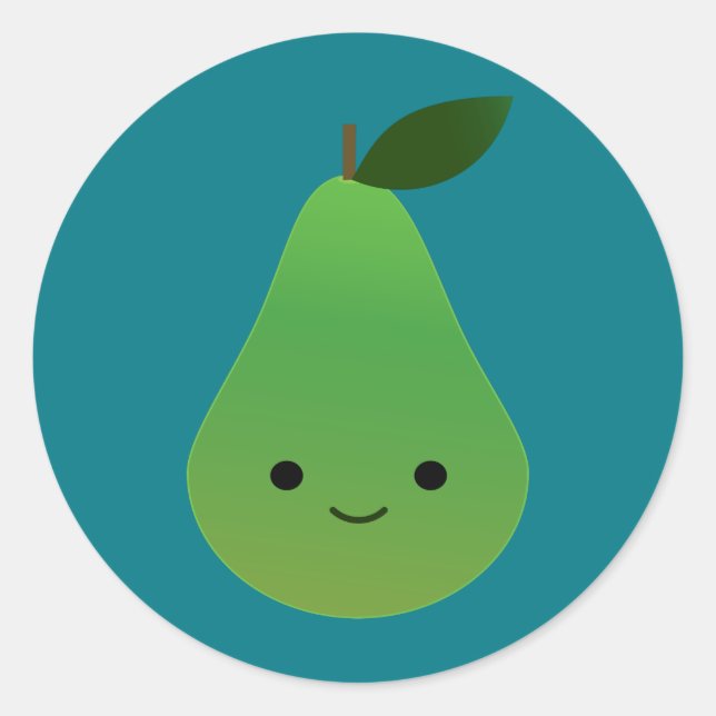 Sticker Rond Cute kawaii Souriant Pear (Devant)