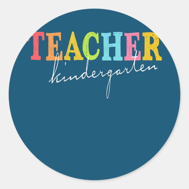 Sticker Rond Cute Kindergarten Teacher Back To School Teacher  (Devant)