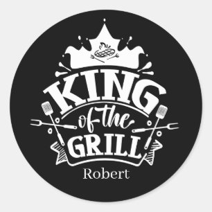Sticker Rond Cute King grill ajouter nom mot art