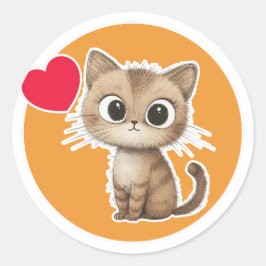 Sticker Rond Cute Kitten