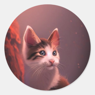 Sticker Rond Cute Kitten