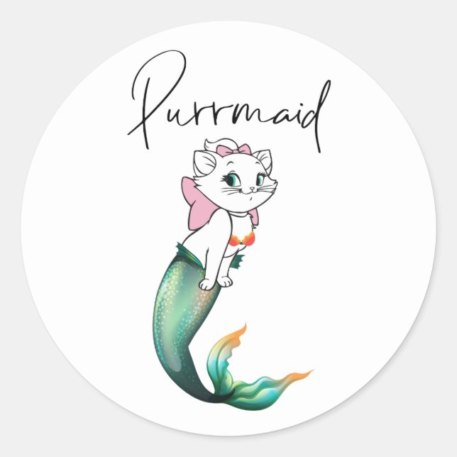 Sticker Rond Cute Kitten Purrmaid - Fun Mermaid Design de chat (Devant)