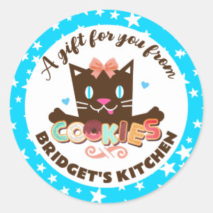 Sticker Rond Cute kitty cat cookies de la cuisine de cuisson