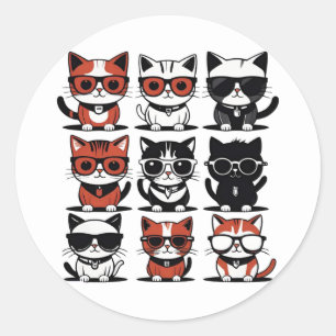 Sticker Rond Cute Kitty Chats