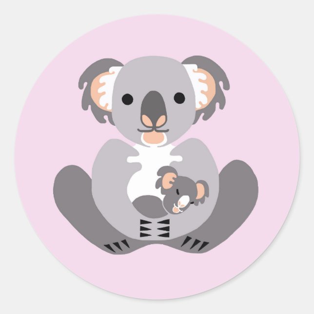 Sticker Rond Cute KOALA - Animaux australiens - Marsupial - Ros (Devant)