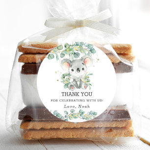 Sticker Rond Cute Koala Eucalyptus Merci vert Favoriser