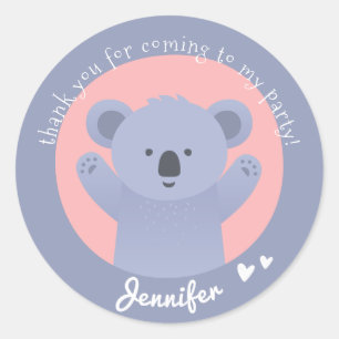Sticker Rond Cute Koala - Merci Anniversaire de enfant personna