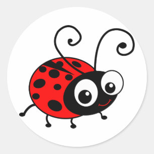Sticker Rond Cute Ladybug