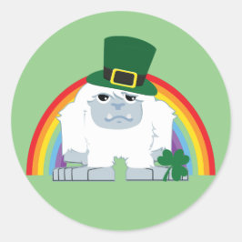 Sticker Rond Cute Leprechaun Yeti