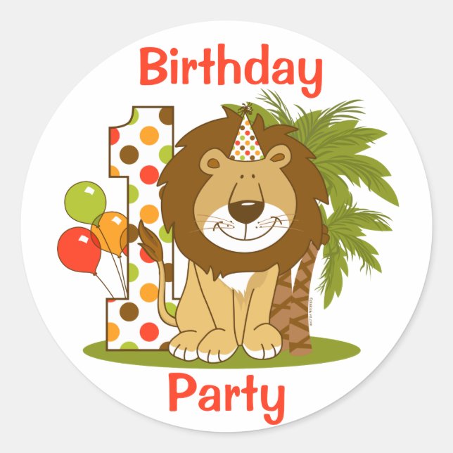 Sticker Rond Cute Lion 1er anniversaire (Devant)