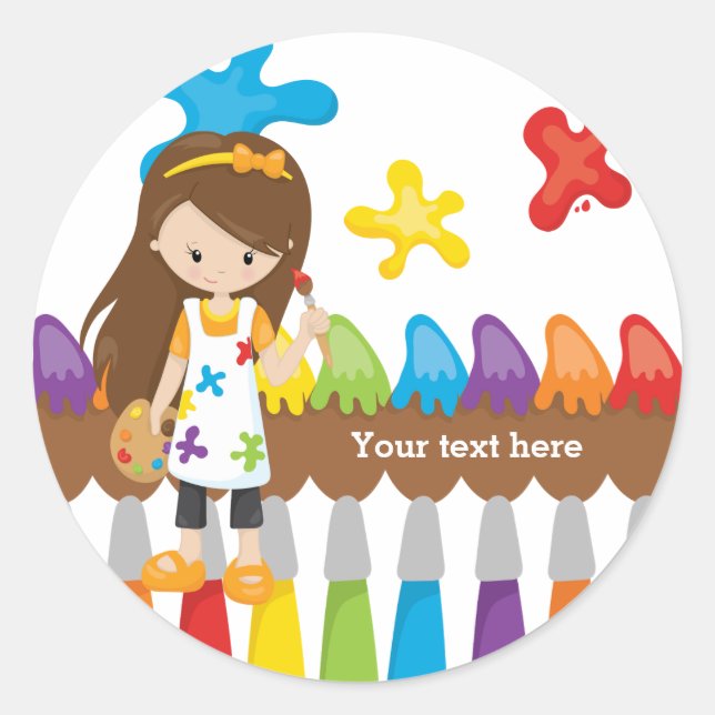 Sticker Rond Cute Little Artist (Devant)