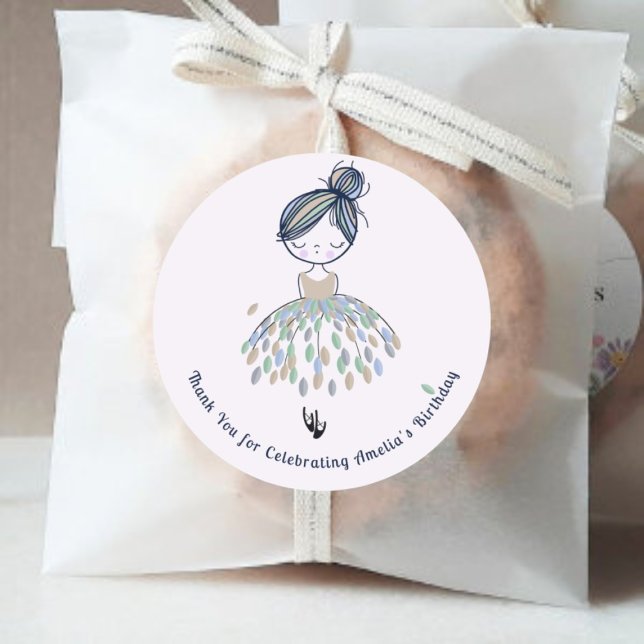 Sticker Rond Cute Little Ballerina Princess Anniversaire (Créateur téléchargé)