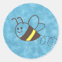Cute Little Bee Flying Blue Aquarelle Baby shower