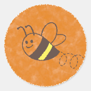 Sticker Rond Cute Little Bee Flying Watercolor Baby shower