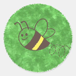 Sticker Rond Cute Little Bee Flying Watercolor Baby shower