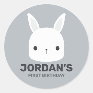 Sticker Rond Cute Little Bunny Rabbit with Personalized