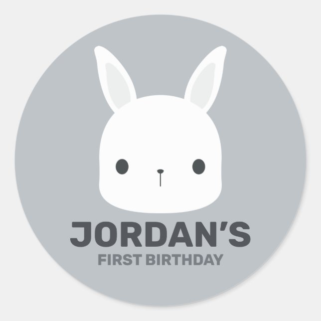 Sticker Rond Cute Little Bunny Rabbit with Personalized (Devant)