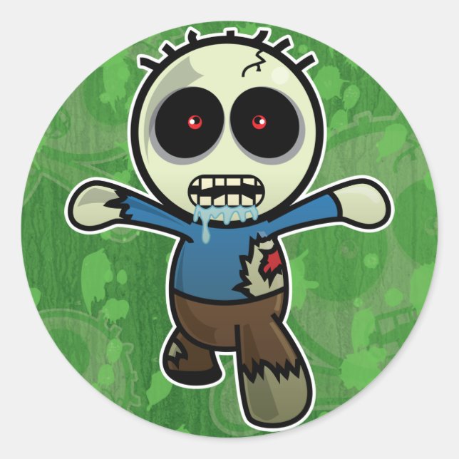 Sticker Rond Cute Little Cartoon Zombie (Devant)
