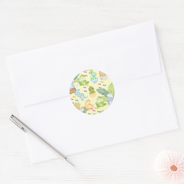 Sticker Rond Cute Little Dino (Enveloppe)