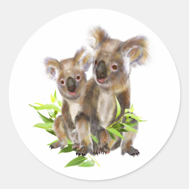 Sticker Rond Cute Little Koala Ours Animal australien (Devant)