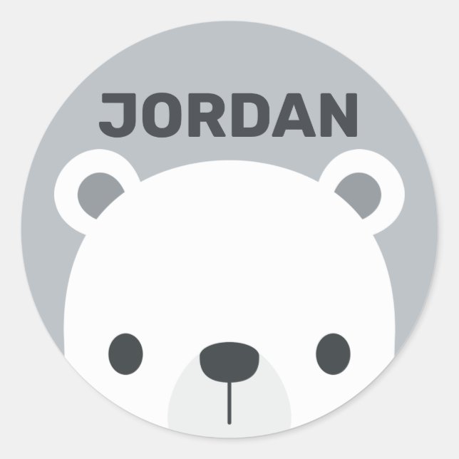 Sticker Rond Cute Little Polar Bear (Devant)