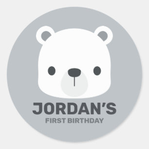 Sticker Rond Cute Little Polar Bear