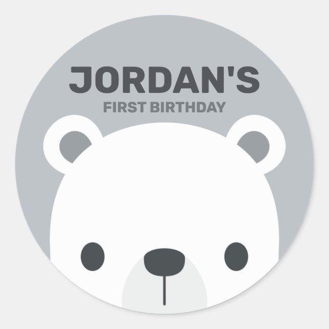 Sticker Rond Cute Little Polar Bear (Devant)