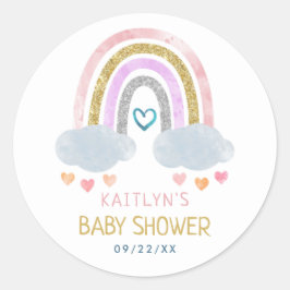 Sticker Rond Cute Little Rainbow Baby shower Classic Round Stic
