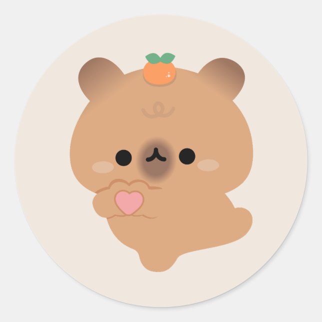 Sticker Rond Cute Love Capybara (Devant)