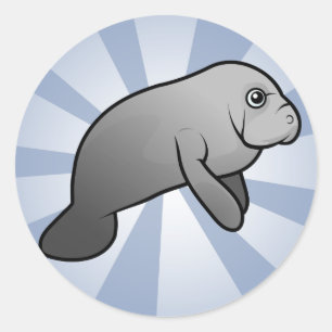 Sticker Rond Cute Manatee
