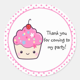 Sticker Rond Cute Merci Cupcake