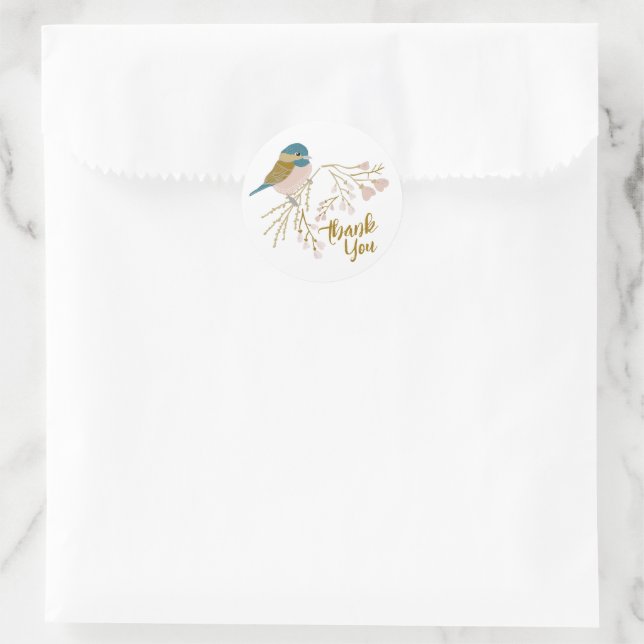 Sticker Rond Cute Merci de poulet rose or (Sac)