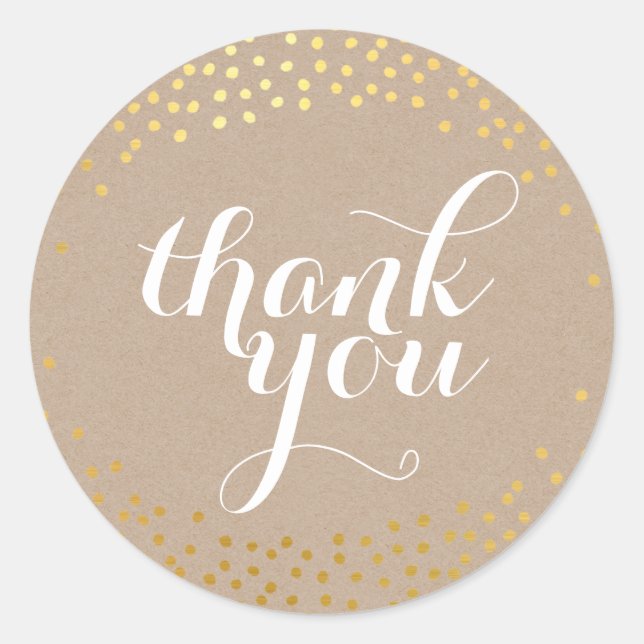Sticker Rond CUTE MERCI SEAL rustique confetti kraft (Devant)