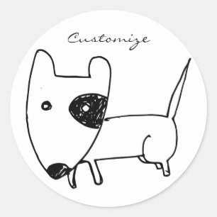 Sticker Rond Cute minimaliste chien oeil noir Thunder_Cove