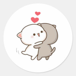 Sticker Rond Cute Mochi Peach Cat