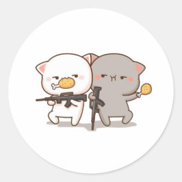 Sticker Rond Cute Mochi Peach Cat